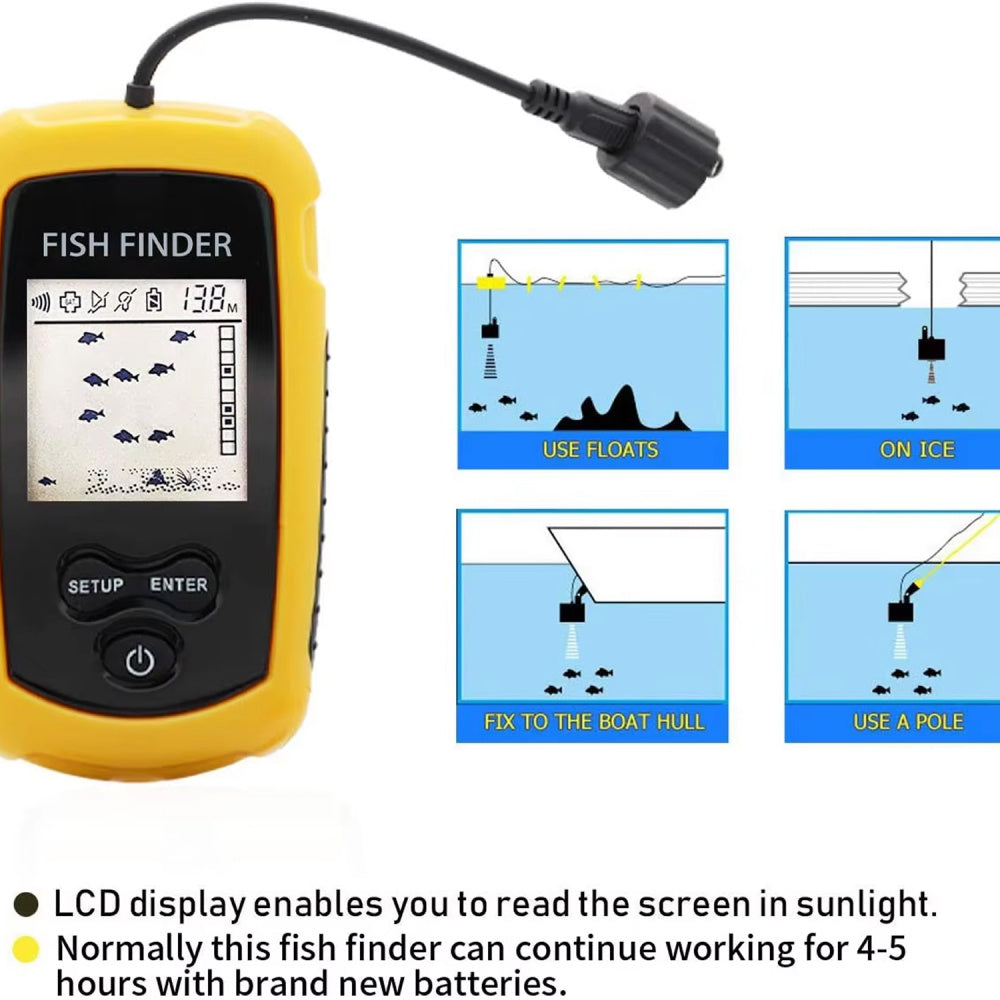 FishiGill 100M Portable Sonar Fish Finder with LCD Display
